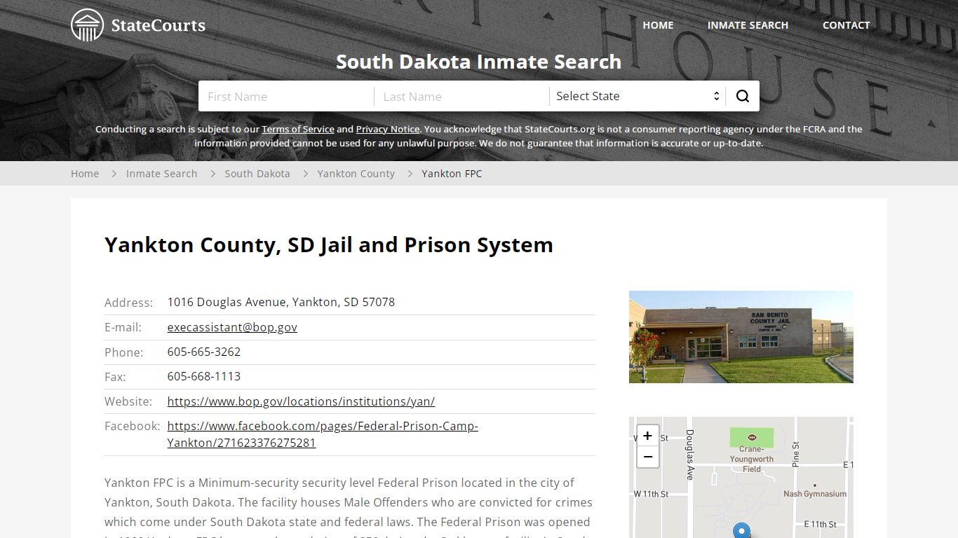 Yankton FPC Inmate Records Search, South Dakota - StateCourts