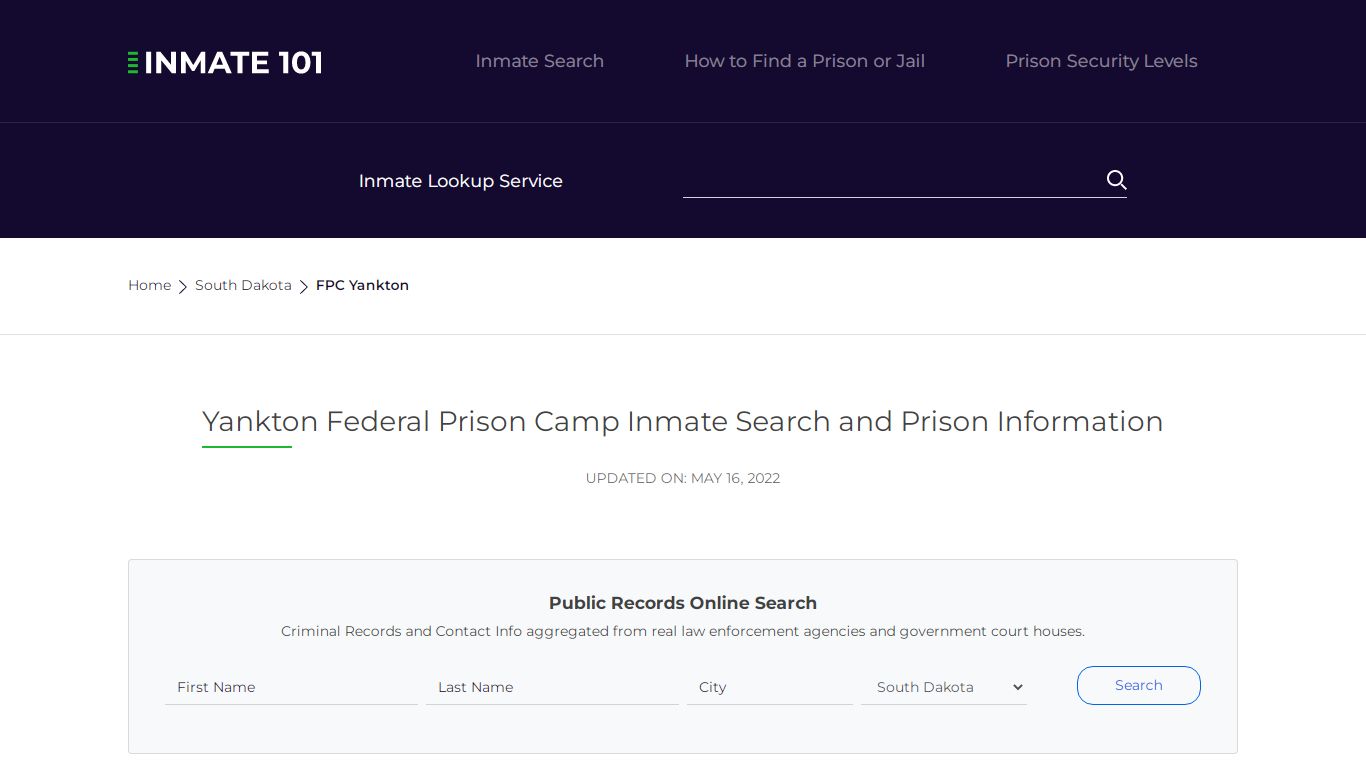 FPC Yankton Inmate Search | Lookup | Roster